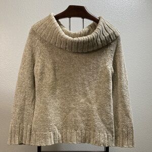 Newhouse Cowl Neck chunky Marled Quiet Luxury Clean Girl Neutral Sweater sz L